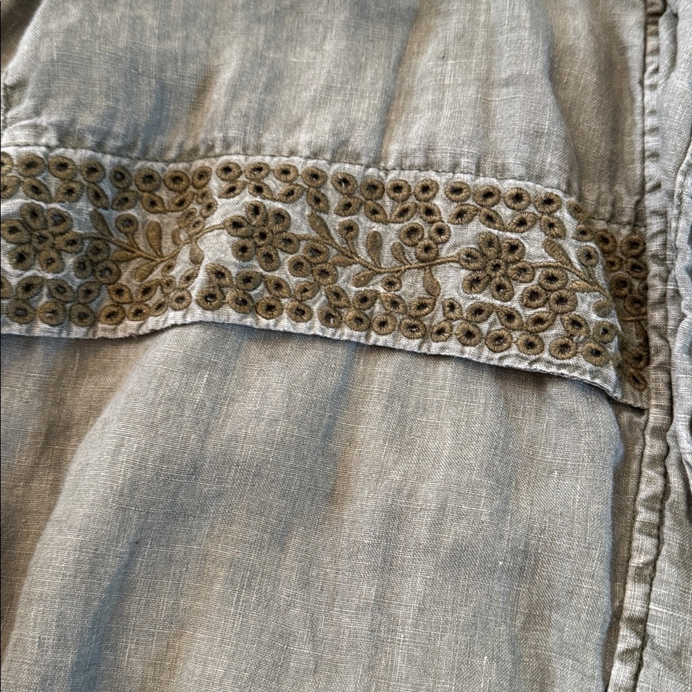 Sundance Grace Eyelet Hooded Linen Utility Jacket in olive green-M-Boho-Read - Picture 5 of 10
